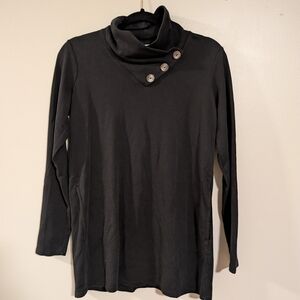 J. Jill Black Cowl Neck Sweater with Button Detail Size XS